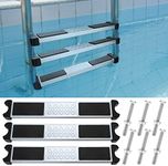 Therwen Stainless Steel Pool Ladder Steps Replacement 1.9 Inch Non Slip Swimming Pool Ladder Rung Step with Bolts Swim Stairs Steps Pedal for Above Ground Inground Pools (3 Set)