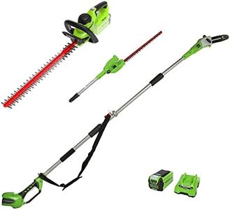 Greenworks Battery Extension Hedge Trimmer Chainsaw Electric 2 in 1 40V + Battery Hedge Trimmer 40V 61cm Cutting Length