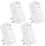 Smart USB Plug 10A with PD 20W FreshLink WiFi Socket Fast Charge with Timer, Energy Monitoring, Group Control, Work with Alexa/Google Home,SAA Certified, 2.4GHz WiFi Only (USB -4 Pack)