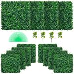 VEVOR 12PCS 20x20inch Artificial Boxwood Panels,Boxwood Hedge Wall Panels,Artificial Grass Backdrop Wall 1.6“,Privacy Hedge Screen UV Protected for Outdoor Indoor Garden Fence Backyard