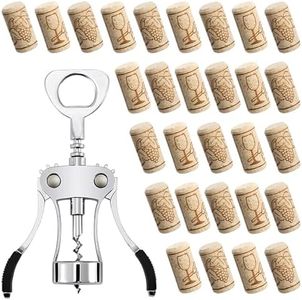 Yauhar 31Pcs Zinc Alloy Wing Corkscrew with #8 Straight Wine Corks, Multifunctional Bottles Opener and Decorative Wine Stoppers for Wine Bottle Crafting Decor Homemade Wine