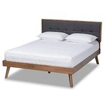 Baxton Studio Beds (Platform), Queen, Dark Grey/Walnut