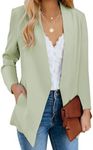 luvamia Women's Casual Long Sleeve Lapel Button Slim Work Office Blazer Jacket Light Green Women Blazer Summer Blazers for Women Lightweight Mint Green Size Small Size 4 Size 6