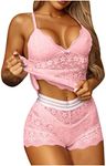UK Stock Sale Womens Bow Lace Solid Color Sexy Sling Pajama Set Sexy Lingerie Set Babydoll Sleepwear Nightwear Set Ladies Comfort Cotton Everyday Bra Gift for her Girls