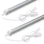 Barrina LED Shop Light 2FT, 20W 3000LM 6500K, Clear Cover Linkable LED Tube Lights, V Shape T8 LED Lighting, LED Ceiling Lights for Garage, Warehouse, Workshop, ETL Listed,2 Pack