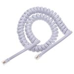 Keple RJ10 Telephone Phone Cable Lead Curly Spring Coiled Spiral Handset Wire 2 Meter / 6.6 Feet Compatible with Landline/IP Phones BT, AT&T, Cisco, NEC, ROLM, ITT, TI (White)