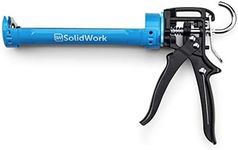 SolidWork Drip-Free Caulk Gun with Ergonomic Steel Handle, up to 1/10 Gallon Cartridge, Adjustable 24:1 or 12:1 Thrust Ratio 1/10 Gallon Cartridge | Blue Caulking Gun