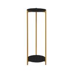 NICEME Tall Table with 2 Tiers, Round End Table Sofa Side Table, 90cm Plant Stand Indoor Plant Holder, with Black Marble Texture (Black, 30x30x90 cm)