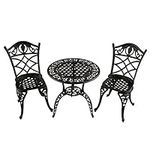 Grape Vineyard Outdoor Patio Garden Aluminum 3 Piece Bistro Set in Sand Black