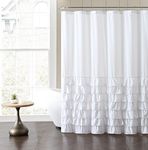 VCNY Home - Fabric Shower Curtain, Ruffled Bathroom Essentials, Chic Home Decor, 72" (Melanie Collection, White)