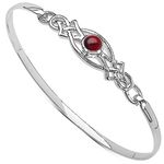 Ladies Rennie Mackintosh Style Sterling Silver 925 Garnet Set Celtic Clip Bangle Christmas Mothers Day Anniversary