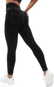 VOOVEEYA Curvy Womens Leggings, High Waisted Yoga Pants with Back Pockets Tummy Control Stretchy Workout Gym Tight(Black XL)