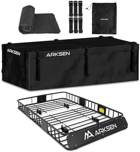 ARKSEN 64 x 39 x 6 Inch Universal 150LB Heavy Duty Roof Rack Cargo with 500D PVC Waterproof Cargo Bag, Car Top Luggage Holder Carrier Basket for SUV, Truck or RV Camping Storage Steel Construction