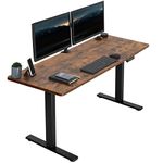 VIVO Electric Height Adjustable 152cm x 61cm Memory Stand Up Desk, Rustic Vintage Brown Solid One-Piece Table Top, Black Frame, Standing Workstation with Preset Controller, 1B Series, DESK-KIT-1B6N