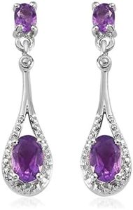 Shop LC Amethyst Earrings - Platinum Plated Dangle Earrings for Women - February Birthstone Drop Costume Jewelry for Women Birthday Gifts