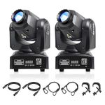 2 Packs LED Moving Head Light Mini 30W DJ Moving Head GOBO Light with 8 Gobos and 8 Colors, DMX and Voice Controlled Stage Strobe Spotlight for Wedding, DJ, Party, Club, Disco, Beam Lights