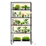 Bstrip DIY Plant Shelf with Grow Lights, Grow Light Shelf with Wheels, Plant Stand with Grow Lights, 8-Pack 192W T8 3000K Full Spectrum Grow Lights for Seed Starting,Seed Tray(29.5L x 13.8W x70.9H)