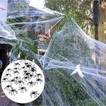 Fake Spider Web [Bonus 40 Spiders] Halloween Party Outdoor Decorations Supplies Stretch Spider Web Props 800 sqft