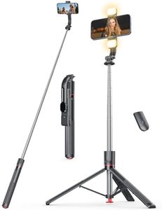 170cm Selfie Stick mit 2 Fülllicht, Extra Lang Handystativhalter für Smartphone, Selbstaufklappendes Stativ mit Fernbedienung, Handy Ständer für iPhone & Android Smartphones