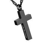 Cremation Cross Necklace for Ashes Stainless Steel Cross Urn Pendant Ashes Holder Memorial Jewelry-With Me Always, Stainless Steel, No Gemstone,