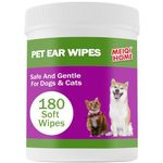 180 Count Dog Ear Cleaner Wipes, Dog Ear Wipes, Gently Remove Ear Wax, Debris - Soothes & Relieves Ear Itching, Fresh Mugwort Scent, All Natural Ingredients，Safe & Gentle Ear Wipes for Dogs & Cats