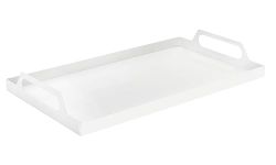 VANRA Metal Serving Tray Portable Bed Tray with Handles for Coffee Table, Living Room, Kitchen and Bathroom (White)