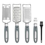 To encounter Cheese Grater, Zester Grater, Stainless Steel Grater for Ginger, Garlic, Nutmeg, Chocolate, Vegetables, Lemon, Dishwasher Safe, Set of 5 (Grey)