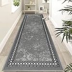 Homcomodar Runner Rug for Entryway 65x240cm Extra Long Hallway Non Slip Backing Area Rug Washable Floor Carpet for Living Room Bedroom Laundry Room Kitchen Room(Grey)