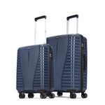 Aristocrat Airpro 2 Pc Set Cabin 55cm(Small) Check-in 66cm(Medium) 8 Wheels Trolley Bags for Travel Hard Case Luggage, Lightweight Bag with Combination lock & 7 Years warranty (Blue)