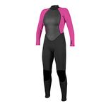 O'Neill Wetsuits Women's Reactor Ii 3/2mm Back Zip Full Wetsuit, Black/Berry, 10 UK