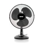 GEEPAS 12-Inch Table Fan - 40W Electric Portable Desktop Cooling Fan for Desk Home or Office Use - 3 Speed Setting with Oscillating/Rotating and Static Option - 2 Year Warranty, Black