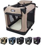 EliteField 3-Door Folding Soft Dog Crate, Indoor & Outdoor Pet Home, Multiple Sizes and Colors Available (20" L x 14" W x 14" H, Khaki)