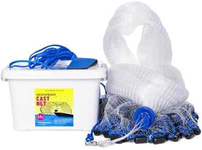 Ultra Light Series Fishing Cast Net (0.8 lbs/ft) with Eco-Friendly Lead Weights, 3/8inch Mesh Size, Throw Nets for Freshwater & Saltwater, 4/6/8/10/12 Ft Radius Casting Net (12 ft Radius)