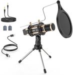 ZealSound Studio Recording Microphone, Condenser Broadcast Microphone w/Stand Built-in Sound Card Echo Recording Karaoke Singing for Phone Computer PC Garageband Smule Live Stream & YouTube (Gold)