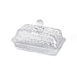 PEPAXON Glass Butter Dish with Lid Transparent Butter Serving Tray Butter Container 16.5x10CM (C)