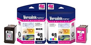 VersaInk-Nano 65 MS MICR Black Ink Cartridge for Check Printing & VersaInk-Nano 65 CS Tri-Color Ink Cartridge Pack