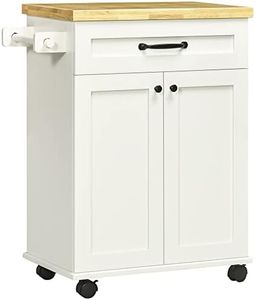 HOMCOM Carrello da cucina multiuso da cucina, 1 cassetto, 1 armadio, 1 canovaccio, 1 ripiano in legno