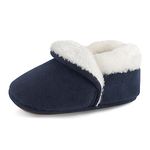 ESTAMICO Baby Girls Boys Plush Warm Boots Toddler Winter Thickened Slippers Non Slip First Walkers Indoor Outdoor Shoes Navy 12-18 Months