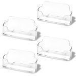 DMFLY Business Card Holder for Desk - Acrylic Business Card Holder Display Plastic Business Card Stand Desktop Business Card Holders for Exhibition, Home & Office, Fits 30-50 Business Cards (4Pack)