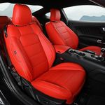 GIANT PANDA Customized Full Set Car Seat Covers Fit Ford Mustang Coupe Hardtop 2015 2016 2017 2018 2019 2020 2021 2022 2023 2024 2025 2026- (Red)