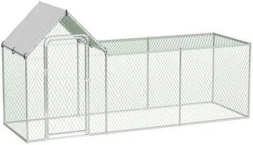 GarveeLife Metal Chicken Coop, Large Chicken Run with Waterproof and Anti-UV Cover, Walk-in Chicken Coop for 6/10 Chickens, Large Chicken Coop Run (9.8'L x 3.3'W x 5'H)