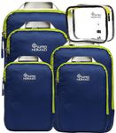Compression Packing Cubes Set, Ultralight Travel Organizer Bags and Luggage Strap (Deep Blue)