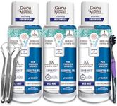 GuruNanda Teeth Whitening Dual Barrel Oxyburst Mouthwash - Alcohol & Fluoride Free, Hydrogen Peroxide to Promote Whiter Teeth - Wild Mint - 3x20 Fl Oz