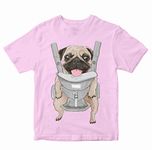 Heybroh Boys' Regular Fit T-Shirt Cute Pug On Front Carrier 100% Cotton Boy's Girl's Unisex Fit T-Shirt (Light Pink; 9-10 Years)