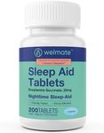 WELMATE | Doxylamine Succinate 25mg | Nighttime Sleep Aid | Safe & Effective | Non-Habit Forming | Sleep Aids for Adults & Children | for Women & Men | Made in USA | 200 Tablets