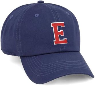 I&W Hatgear Customized Letter Intial Baseball Hat A to Z Team Colors, Navy Cap White Red Letter E