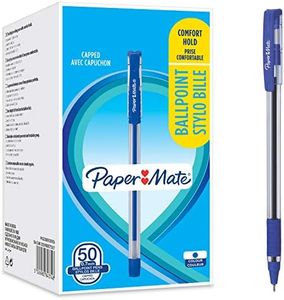 Paper Mate 2084374 Bolígrafos, agarre cómodo, Punta fina (0,7 mm), Azul, 50 unidades