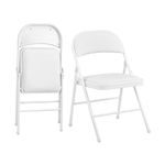 KAIHAOWIN 2-Pack Vinyl-Padded Folding Chair Metal Frame Heavy Duty Foldable Chair with Backrest&Padded Seats for Dining Meetings Wedding Events-White