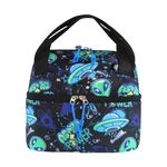 Smily Kiddos | Double Decker Lunch Bag Alien Theme - Blue | Kids & School Lunch Bag | Lunch Bag for Kids | Lunch Bag for School | Comes with 2 Main Compartment LxWxH :25.5 X 17 X 20 CM