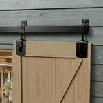 JUBEST 8FT Box Rail Exterior Black Heavy Duty Sliding Barn Door Hardware Kit, Wall Mount Barn Door Hardware (Doors not Include)